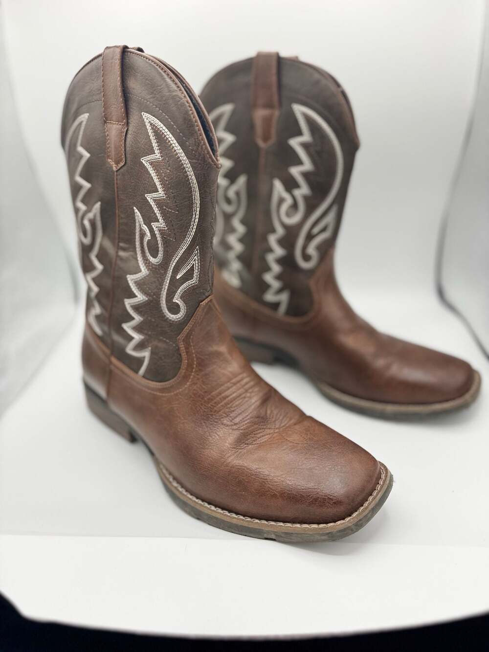 IUV Men's Dark Brown Wide Square Toe Western Cowboy Boots Style CB515-DB Size 12